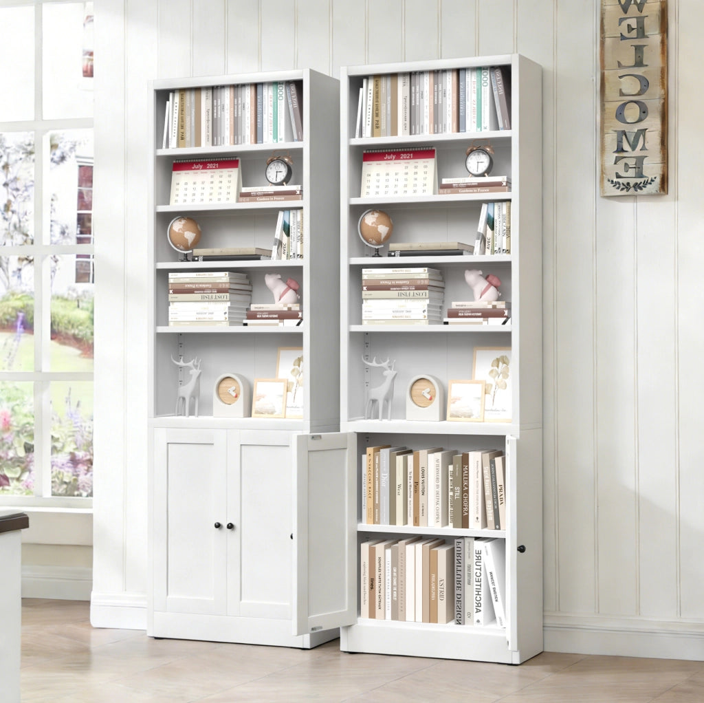 Libreria metallica bianca 180x60x23，6 cm con anta e ripiani regolabili