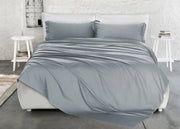 Completo Lenzuola Matrimoniale 100% Raso Cotone Tinta Unita Made Italy - Matrimoniale - Silver