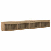 Set mobile TV con LED 2 pz | Armadietto TV | Mobile Porta TV Rovere artigianale 100 x 30 x 30 cm