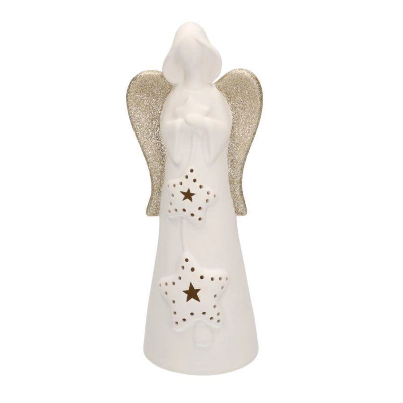 Angelo ceramica bianco oro con led ø10,5h27,5