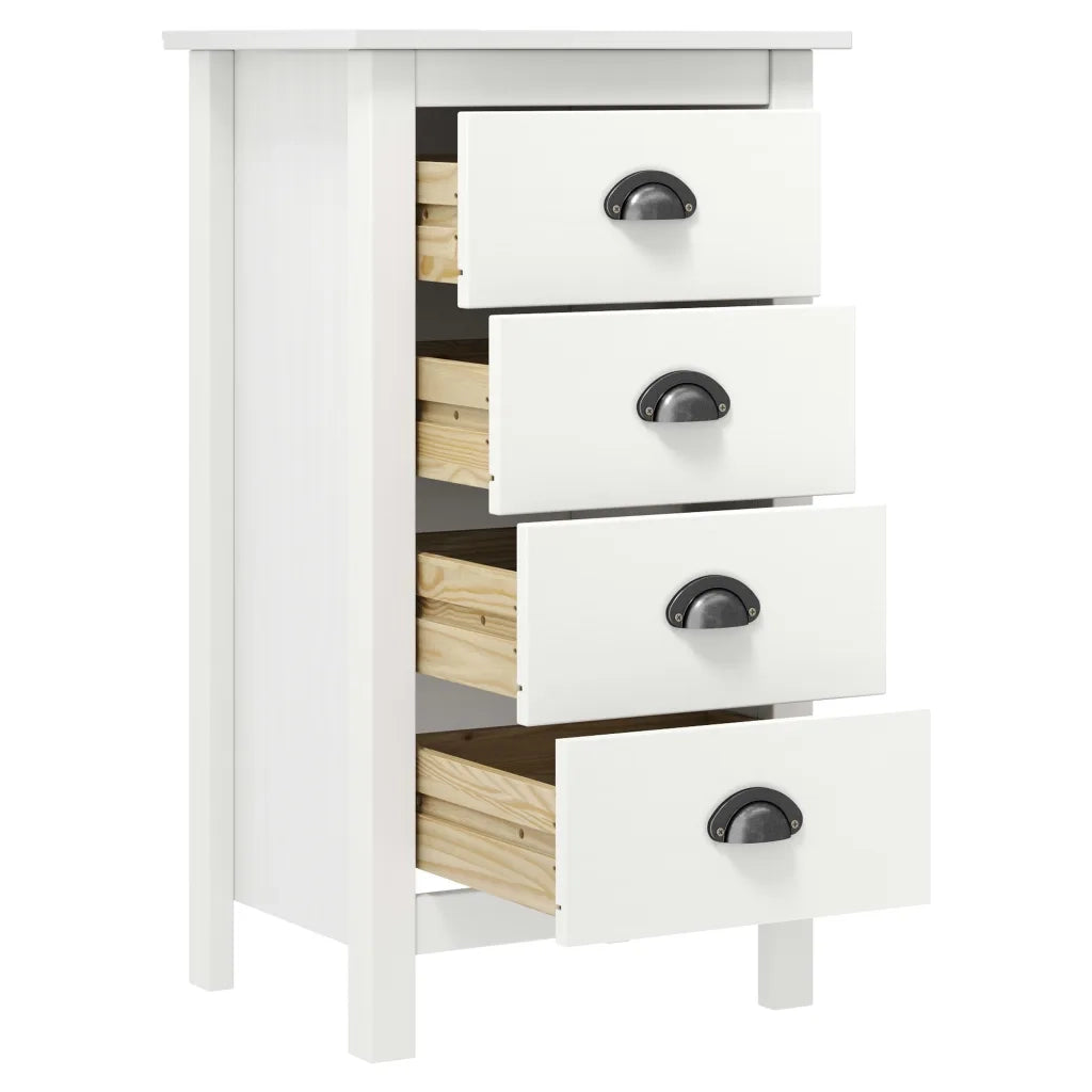 Credenza Hill Bianca 46x35x80 cm in Legno Massello di Pino cod mxl 52307