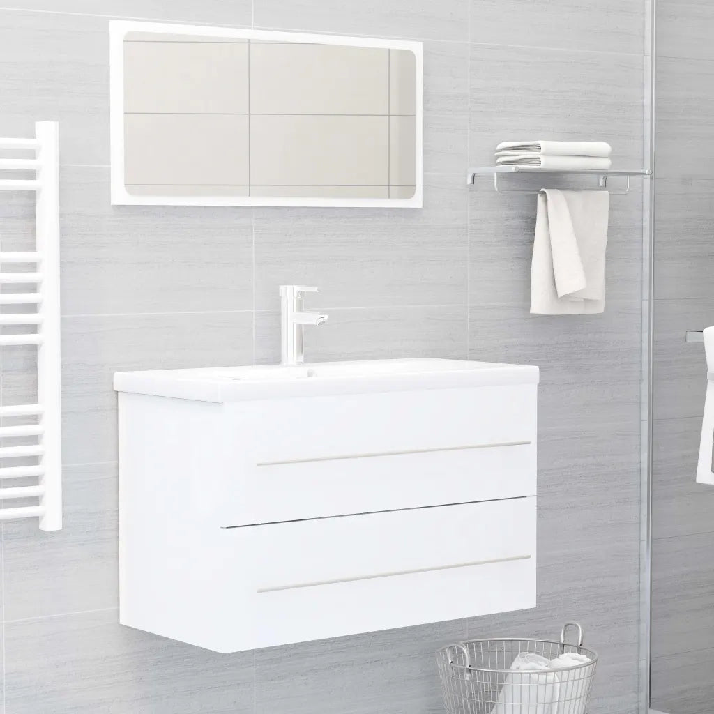 Mobile Lavabo-Armadietto da bagno Bianco 80x38,5x48 cm in Legno Multistrato