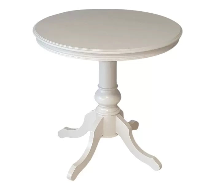Tavolo tavolino rotondo classico legno bianco 80x80x78 - Mobili 2G
