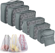 Organizzatore di viaggio acqua resistente - contenitori di stoccaggio per abbigliamento, scarpe, intimo - grigio chiaro