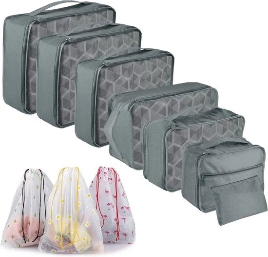 Organizzatore di viaggio acqua resistente - contenitori di stoccaggio per abbigliamento, scarpe, intimo - grigio chiaro
