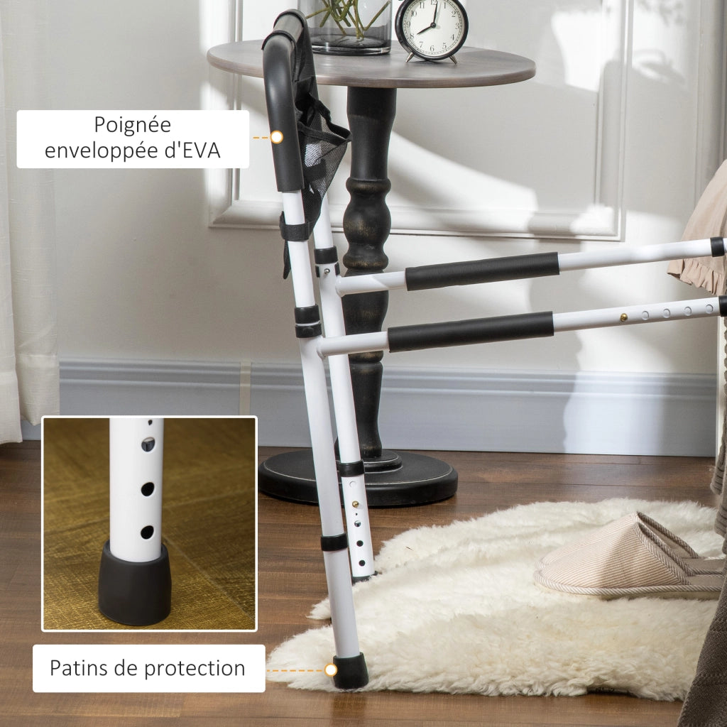 Barre di protezione letto regolabile 5 altezze con tascone ¨C Minimal ¨C 52x85-95x71-102 cm bianco nero