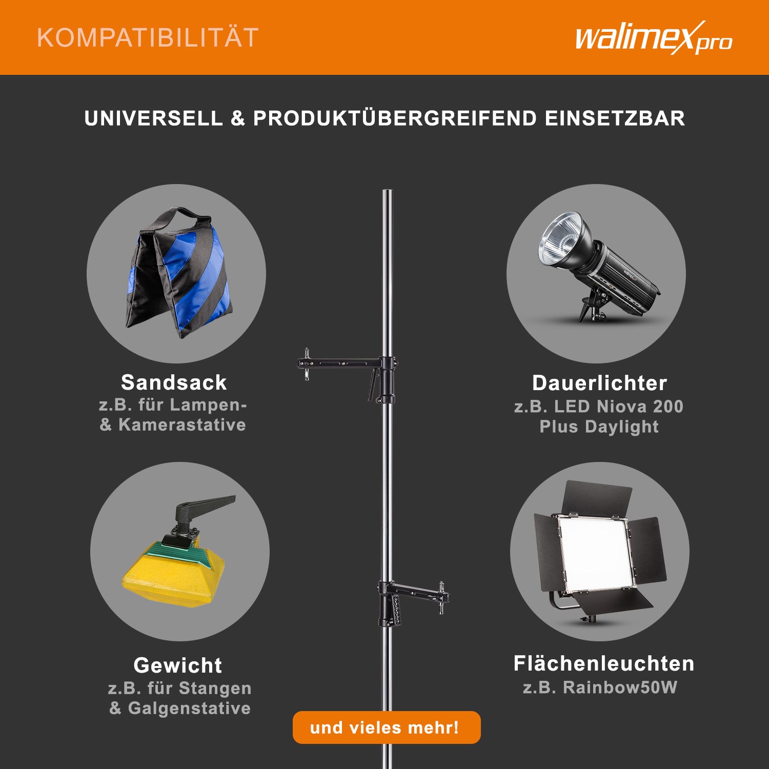 Cavalletto fotografico a rotelle 223 cm max 12 kg, Stativo per luci con due morsetti regolabili e spigot 5/8" per apparecchiature fotografiche