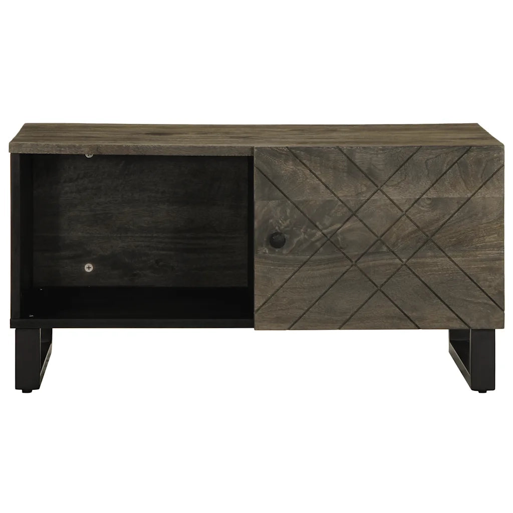 Tavolino da Salotto-Tavolino da soggiorno-Tavolo Nero 80x50x40 cm in Legno Massello di Mango 275428