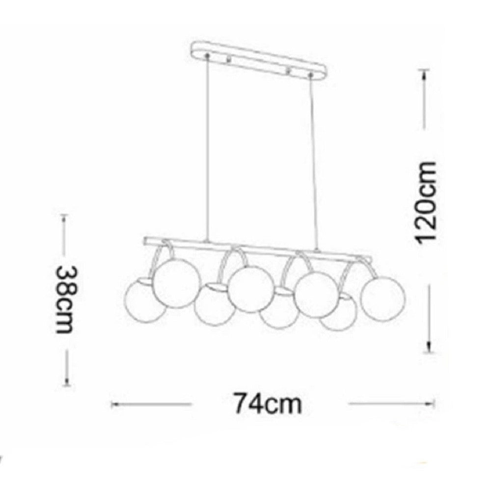 Trade Shop - Lampadario A Sospensione 8 Sfere In Vetro Ambra Lampada Metallo Attacco G9 A04-8 -