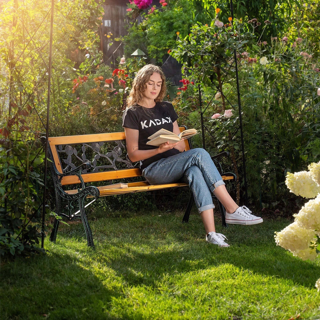 Panca da cimitero KADAX con schienale, 127 cm, in legno, da posizionare accanto alla tomba.