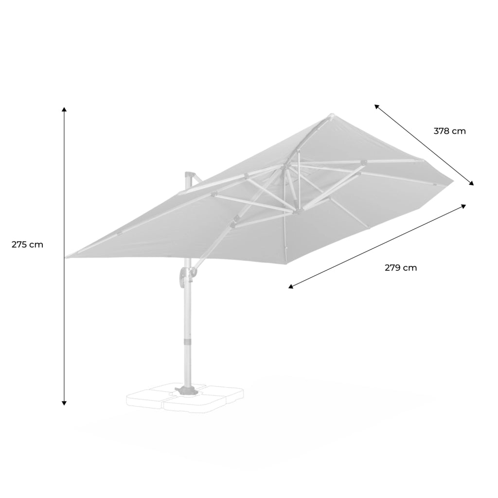 Ombrellone rettangolare asta effetto legno, 3x4m, grigio