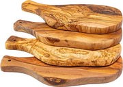 Piatto di servizio in legno di olivo naturale - 28x13 cm con manico