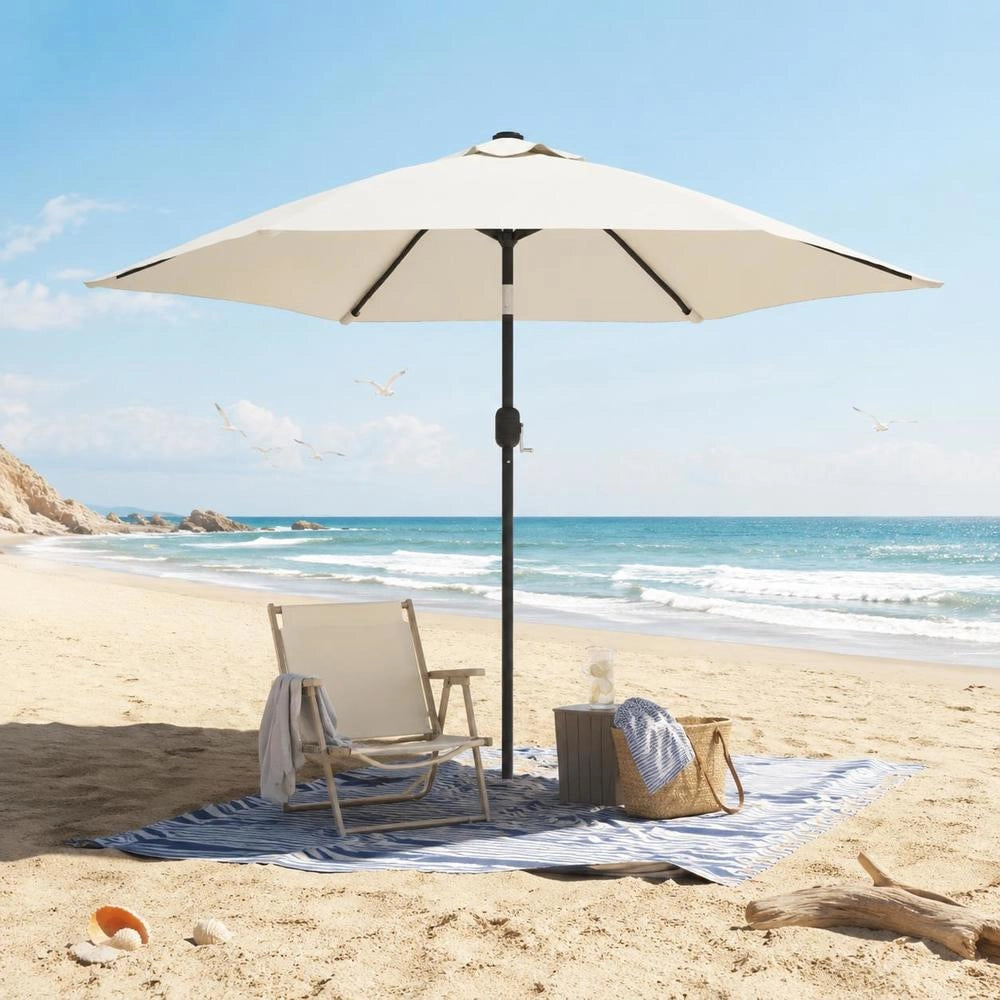 Parasol With LED Lighting, 3 M, Sand White