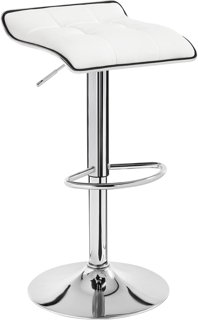 Sgabello da Cucina/Bar, Sedia da Bancone con Poggiapiedi, Altezza Regolabile, Girevole a 360°, Rivestimento in PU, Struttura in Metallo, per Cucina, Soggiorno, Bar, Caffè, Grigio