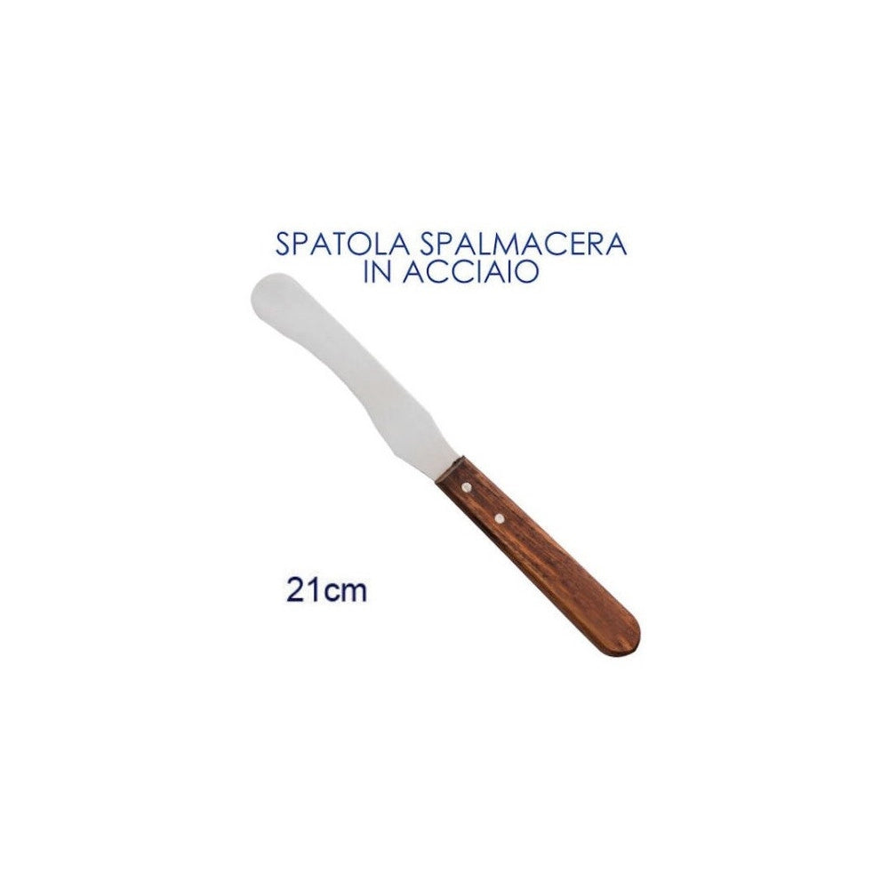 Trade Shop - Spatola Stendicera Dritta Inox Con Manico Legno Estetista Professionale -