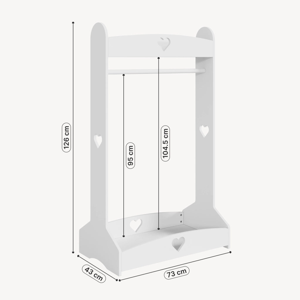 Appendiabiti da Terra Haandsvanssad per Cameretta 126x73x43 cm - Bianco [en.casa]