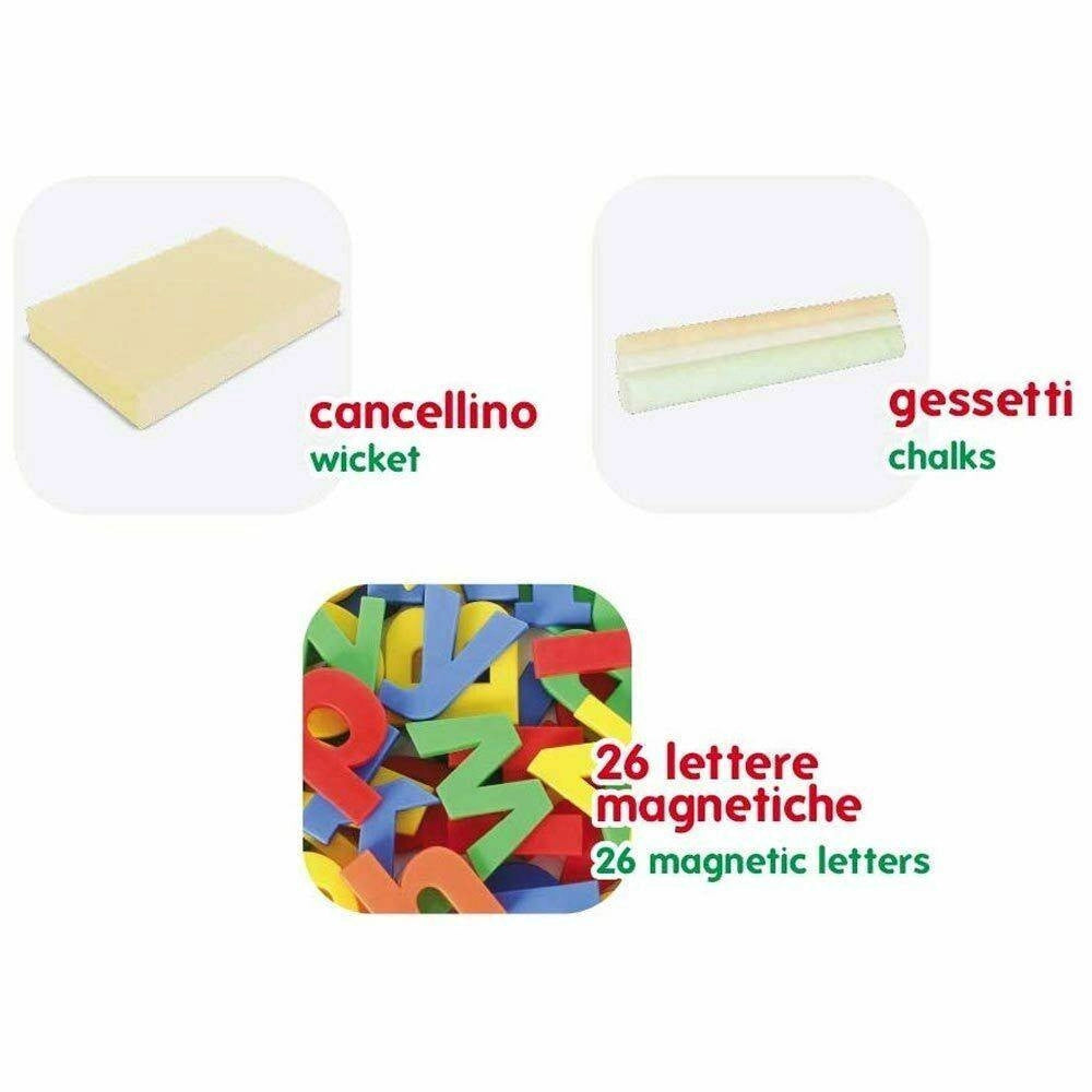 Trade Shop - Lavagna Giocattolo Per Bambini 2 Facce Con Pallottoliere E Lettere Magnetiche -