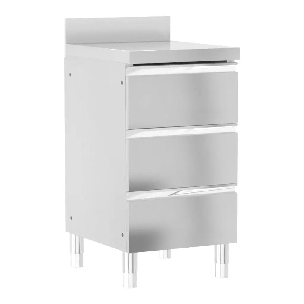Set di 3 pensili da cucina professionali in acciaio inox 50 x 60 x (95-96) cm con alzatina e piedini regolabili color argento 02_0055142