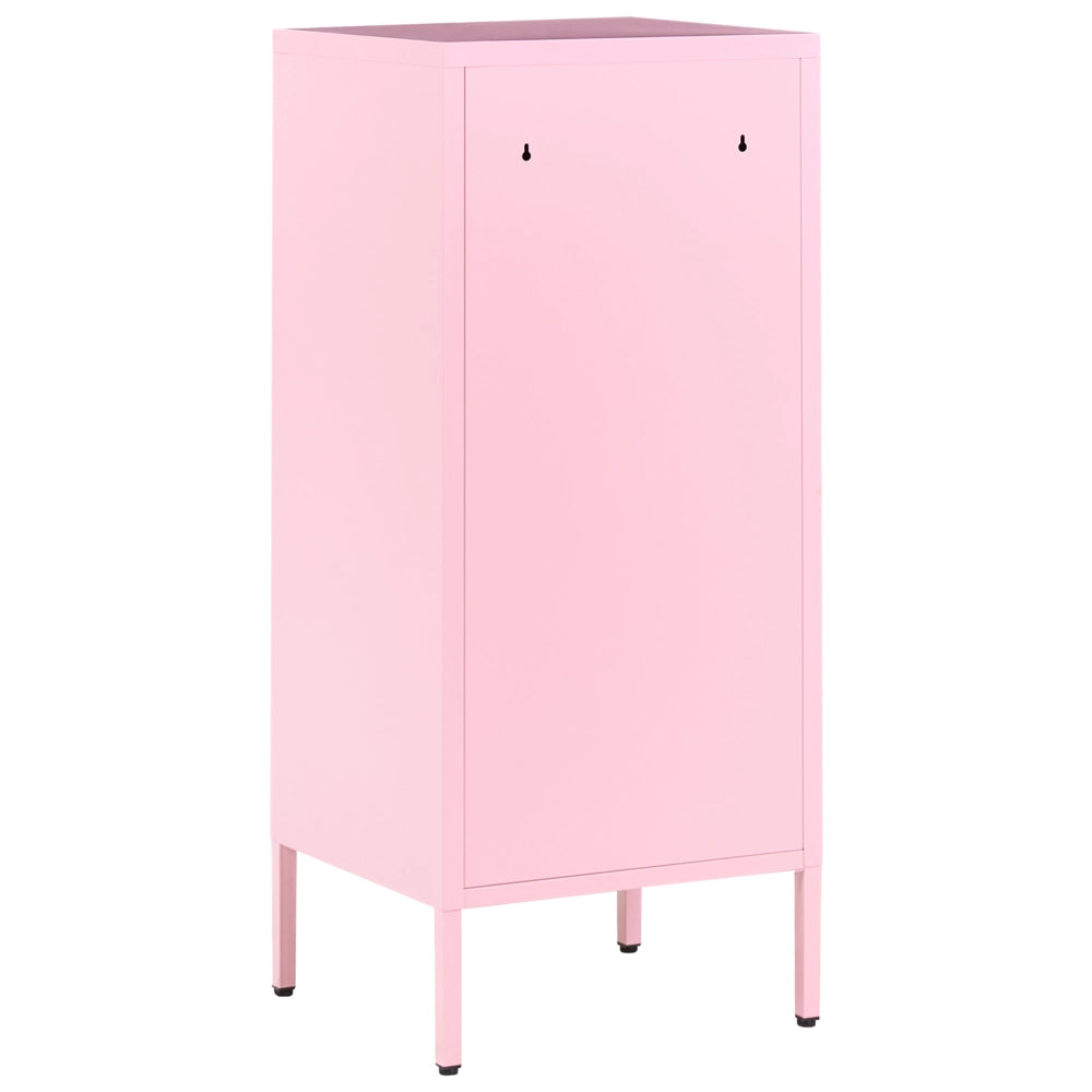 Mobile contenitore a 2 ante in acciaio rosa per l'ufficio domestico con 4 ripiani stile industriale moderno