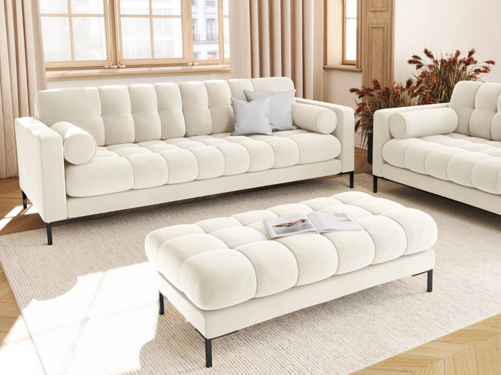 Cosmopolitan Design - Panca "Bali" 2 posti in velluto beige chiaro 
