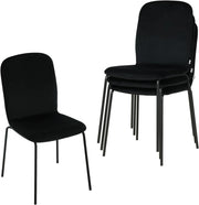 Sedie Sala da Pranzo 4 Pezzi, Sedie da Cucina, Sedie da Pranzo con Schienale, Senza Braccioli, per Soggiorno, Camera da Letto, in Velluto e Metallo, Nero, EZS41sz-4