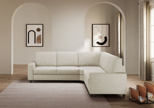 Divano Angolare 5 Posti 246x246x85 cm Sakar in Tessuto Latte