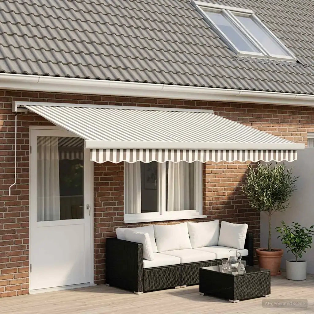 Tenda retrattile Grigio chiaro e bianco 450 × 300 cm 3426225