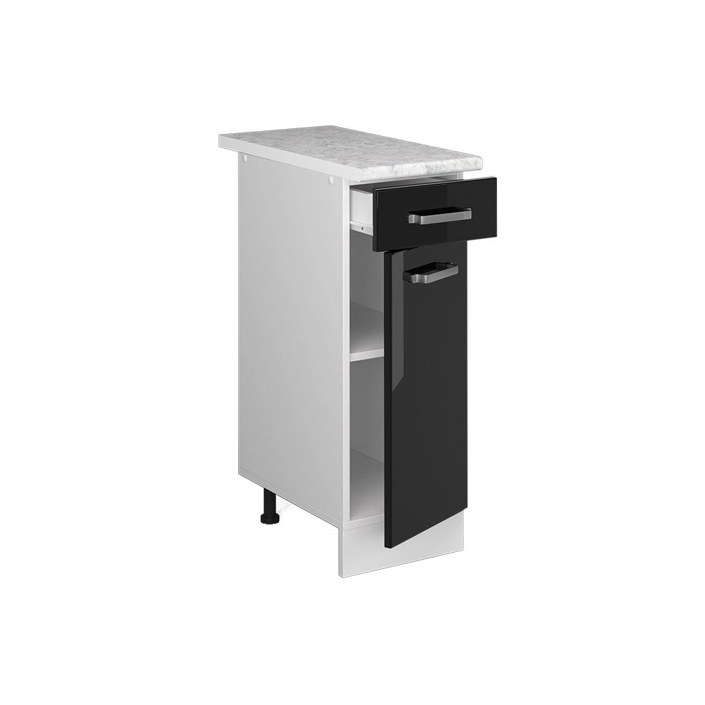 Vicco Mobiletto base per cucina Nero lucido 30 cm , PL Marmo