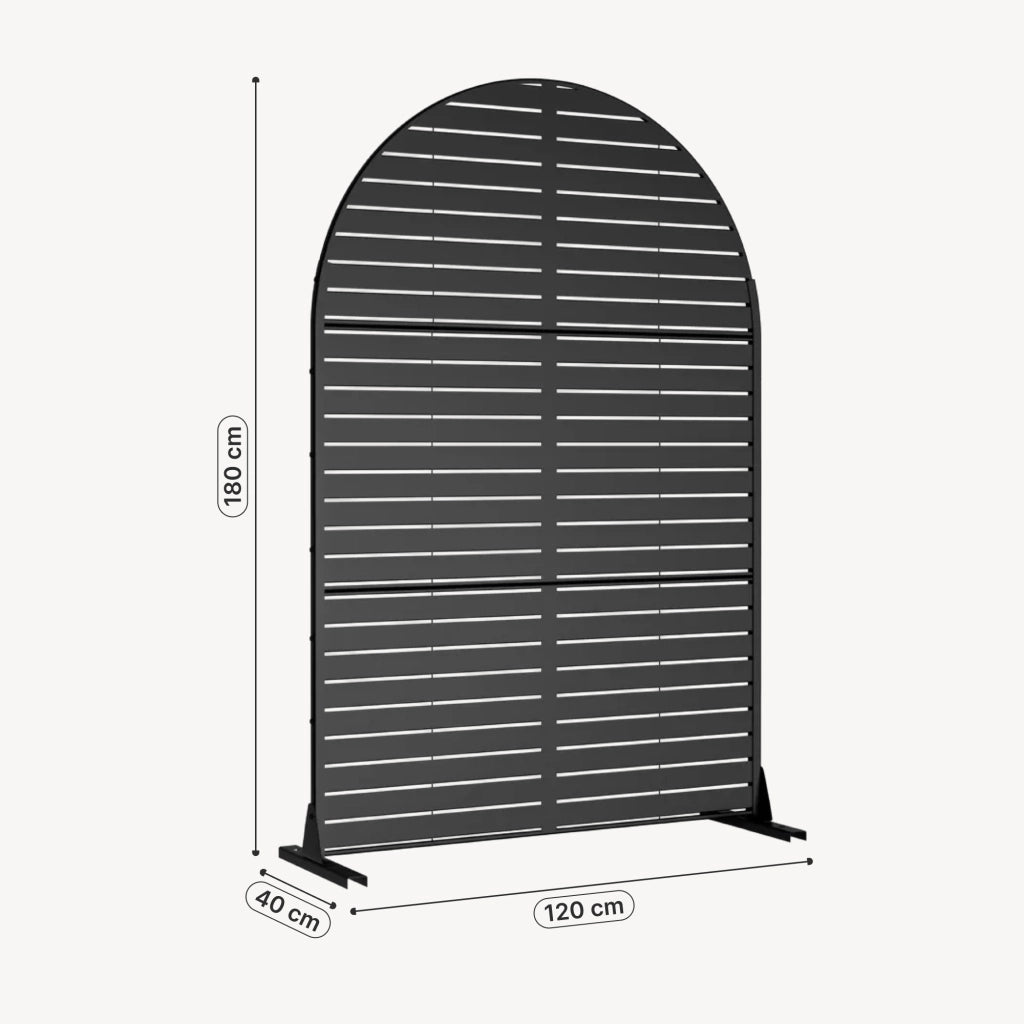 Pannello Divisorio Nodepp Paravento Arcuato in Acciaio 180 x 120 cm - Nero casa.pro
