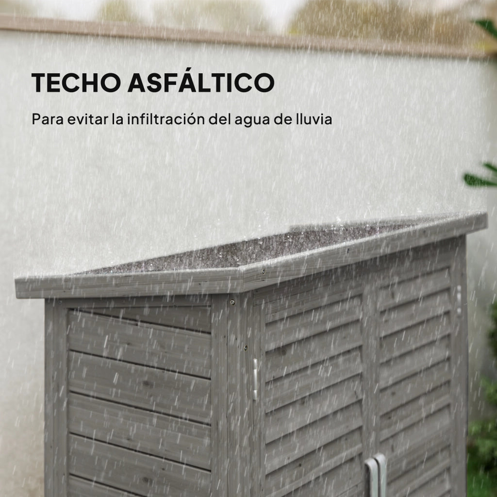 Casetta da Giardino in Legno con Ripiani ¨C Zephmum ¨C Grigio 87x46.5x96.5 cm