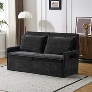 Divano Letto con Contenitore ¨C MINIMAL ¨C Chenille, Nero, Schienale Regolabile 5 Posizioni, USB