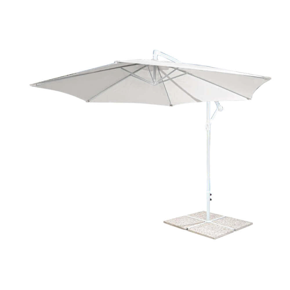 Ombrellone da Giardino Eris Decentrato Ø3 m in Acciaio Bianco