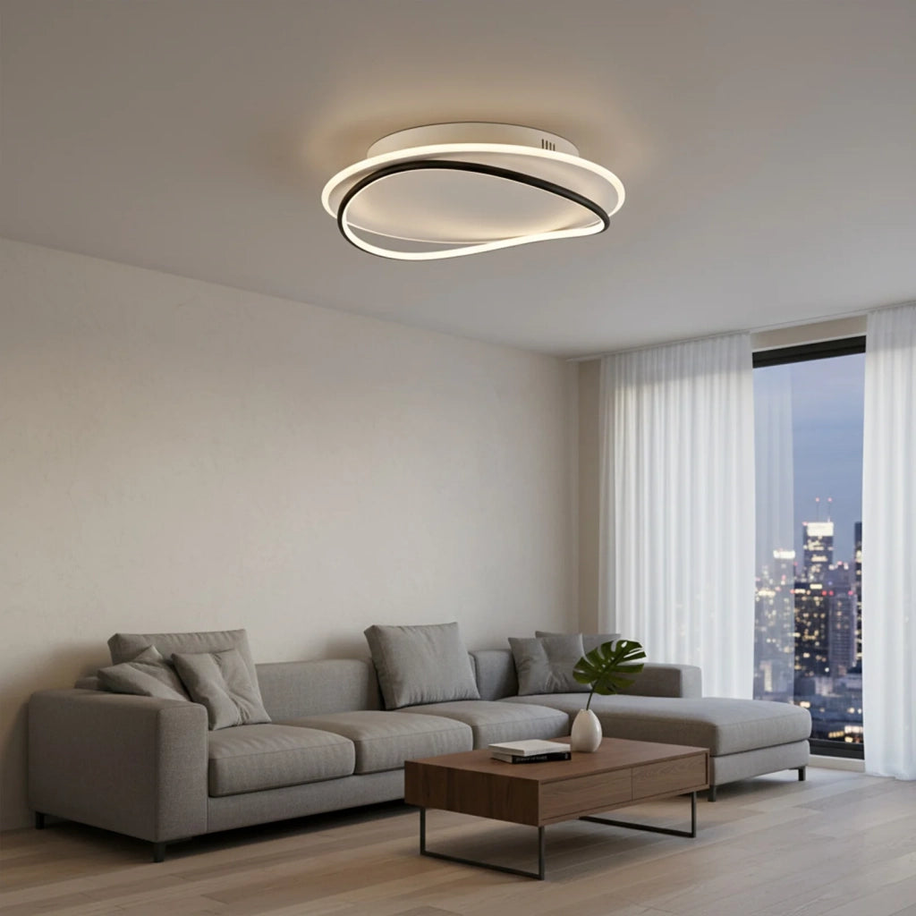Plafoniera Moderna Cairns Plastica Nero-Bianco Led 58W Dimmerabile