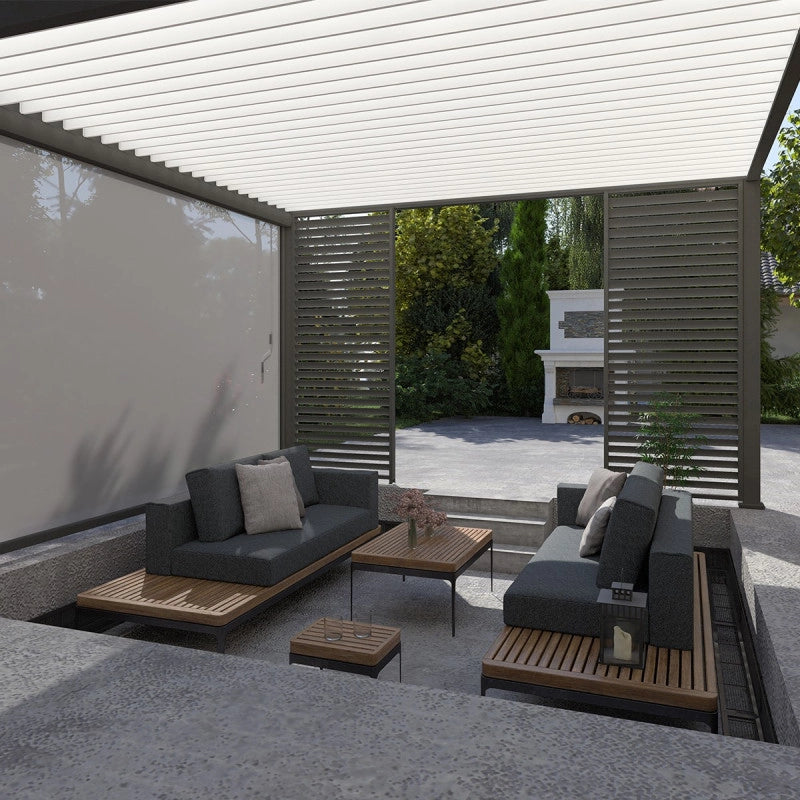Pergola bioclimatica OmbrÃ©a VS autoportante 4x4M - Antracite/bianco