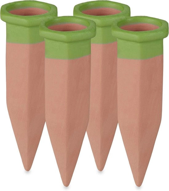 Set di sprinkler per piante - Set da 4 per piante da appartamento e vasi - Sistema di irrigazione efficiente in terracotta