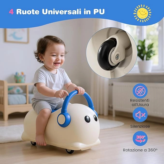 3 in 1 Cavallo a Dondolo per Bambini, Dondolo Cavalcabile con Spazio Nascosto, Ruote Scorrevoli e Tavola di Equilibrio Rimovibile, Regalo per Bambini 1-3 Anni