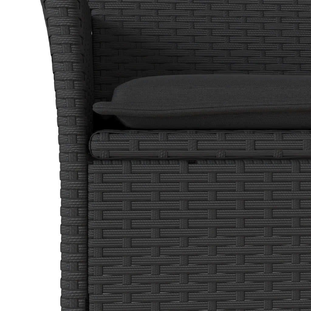 Set da Bistrò 3 pz con Cuscini Nero Polyrattan e Vetro 3278740