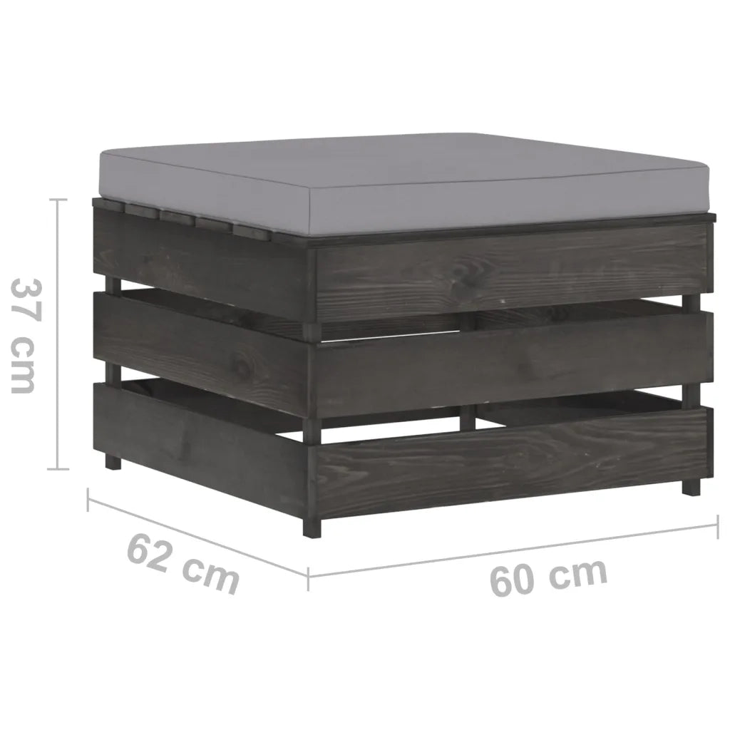 Set Salotto da Giardino 2pz | Set di Mobili da Esterno con Cuscini Legno Impregnato Grigio