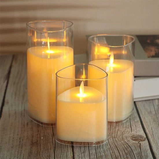 Lampade a led elettroniche di simulazione di candela oscillante per festa di Natale accessori domestici - 3 pezzi