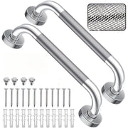 Set di 2, schienale 33 cm, sedile antiscivolo di acciaio inox 304, maniglia antiscivolo priva di barriera, aiuto per scalare in cucina, camera da letto, bagno, doccia, camera da bagno, scala, scalino, maniglia di sicurezza interna/esterna