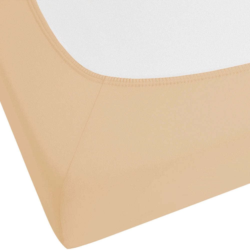 Lenzuolo con angoli cotone beige sabbia 200 x 200 cm con bordi elastici modello classico a tinta unita camera da letto classica