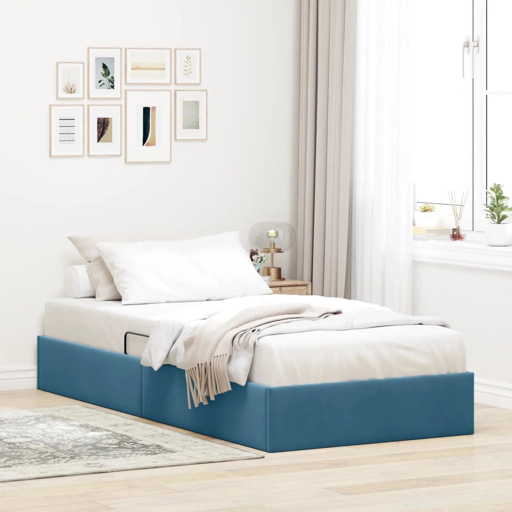 Letto ottomano con archiviazione Blu Scuro 100 x 200 cm Velluto