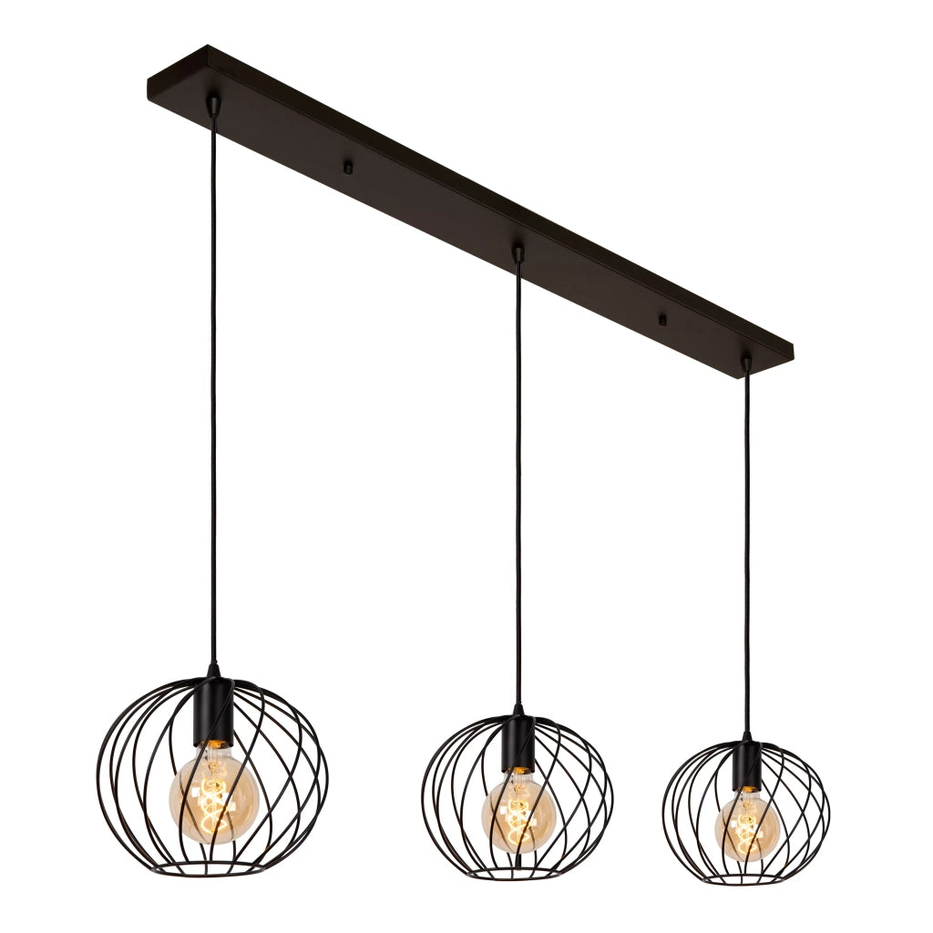Lampada sospensione DANZA nera metallo 3xE27 40W Lucide