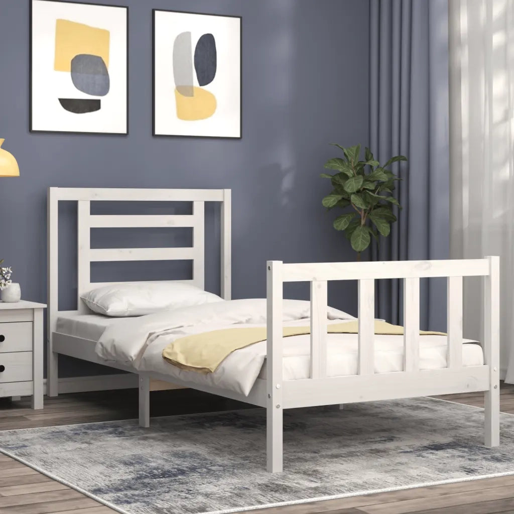 Giroletto senza Materasso Bianco 90x200 cm Legno Massello Pino