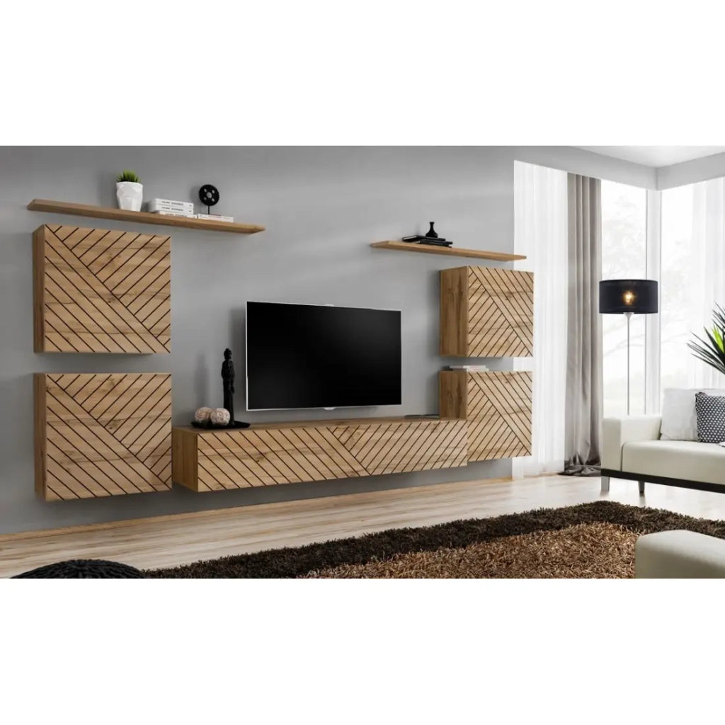 Mensola da parete 120 cm SWITCH – Colore rovere Wotan – Design moderno e pratico
