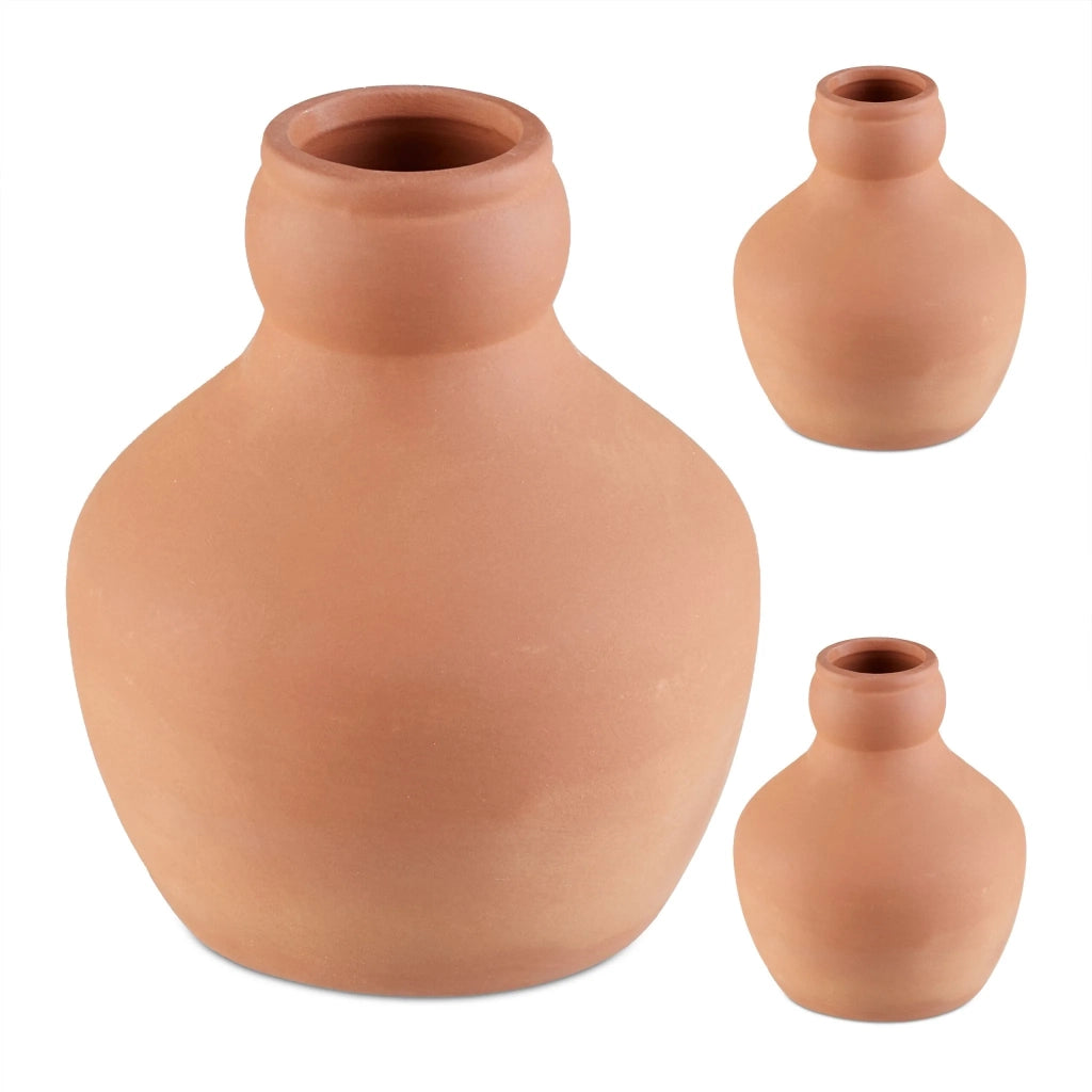 Set di 3 ollas di irrigazione in argilla per irrigazione sotterranea piante da giardino 550 ml terracotta marrone 13_0016528
