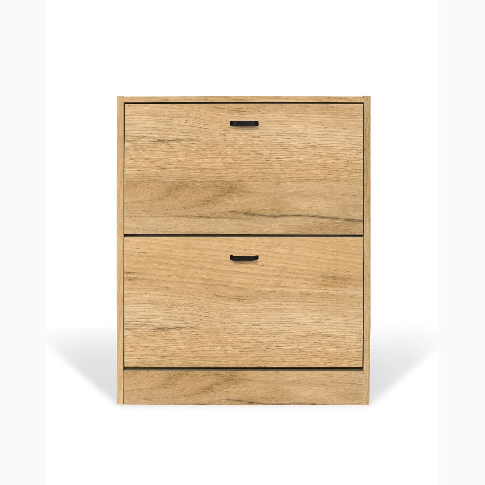 Scarpiera in Legno 2 Ante colore ROVERE NODATO Mobiletto 12 Paia 63x24x80H cm (CD100-RN)