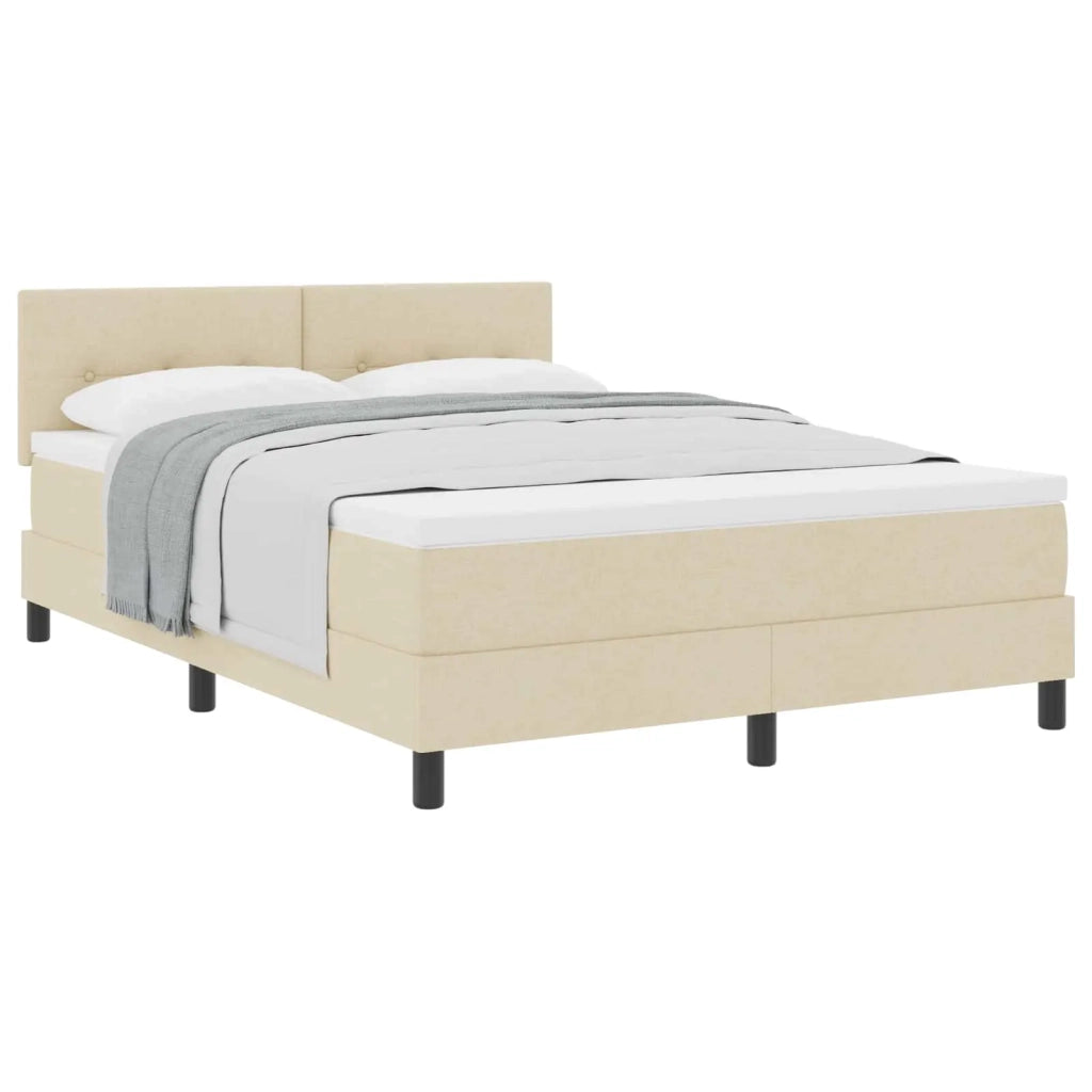 Letto a molle con testiera Crema 160 x 200 cm Tessuto 3338704