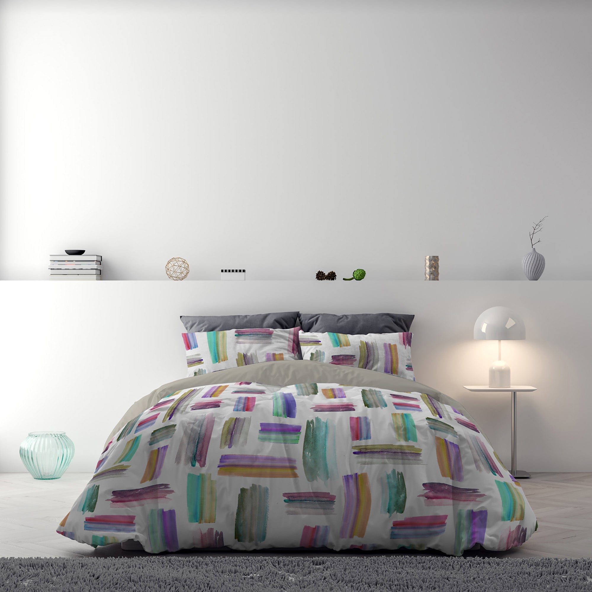 Copripiumino Singolo con Stampa sul Sacco e Federe Doubleface Multicolor