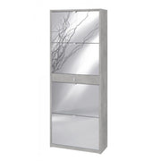 Scarpiera quattro ante a specchio un cassetto Beton Cemento 63x29x h164 cm